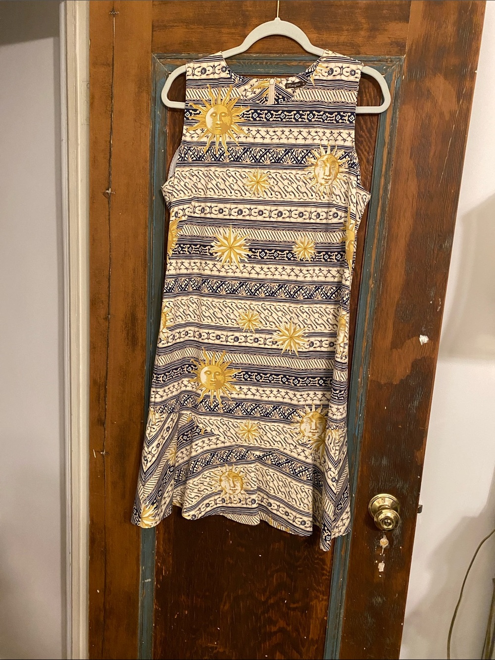 J. McLaughlin Navy & Yellow Sunstrip Sleeveless Dress
